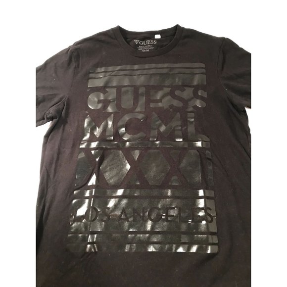 Guess Graphic Shirt Mens sz Medium Black - Picture 2 of 5